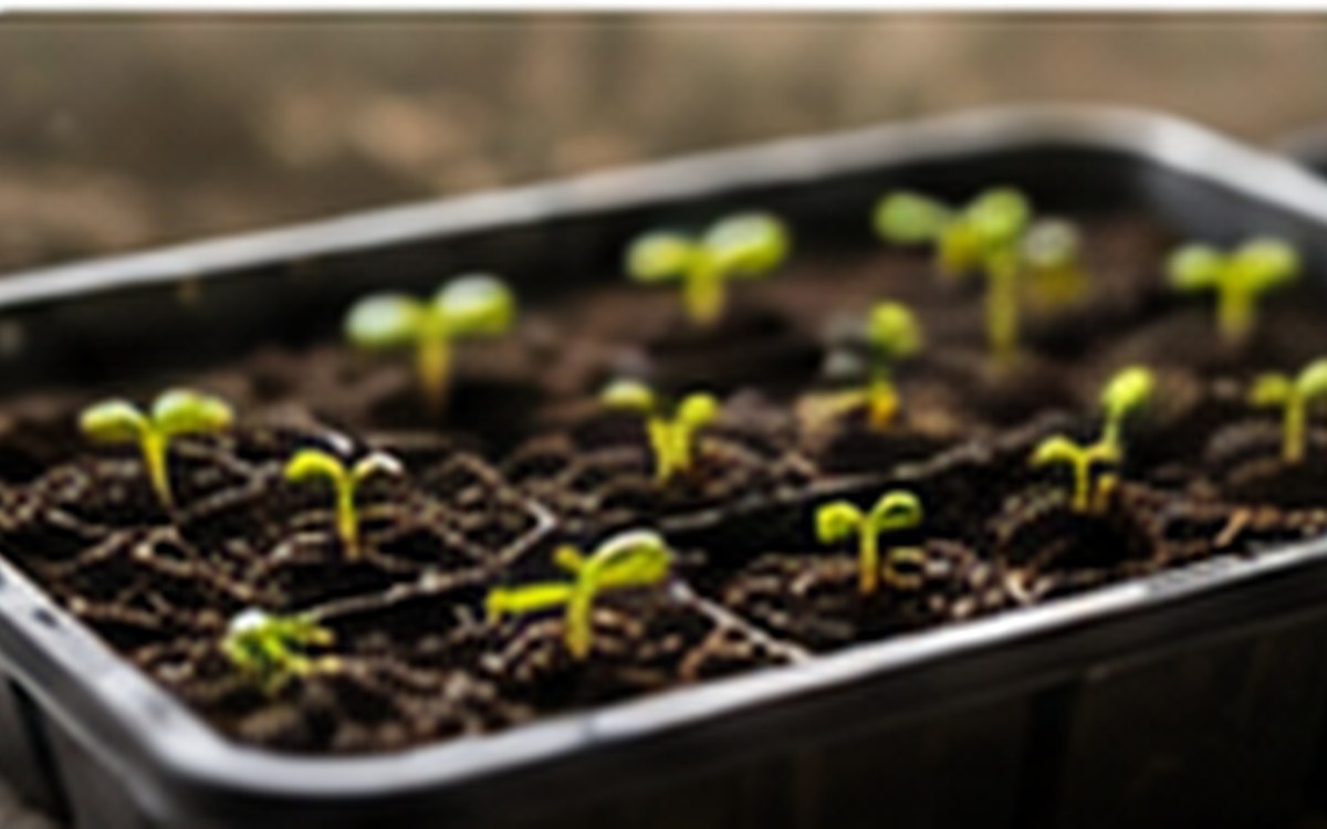 Covered seed tray beside uncovered seedlings showing light and darkness